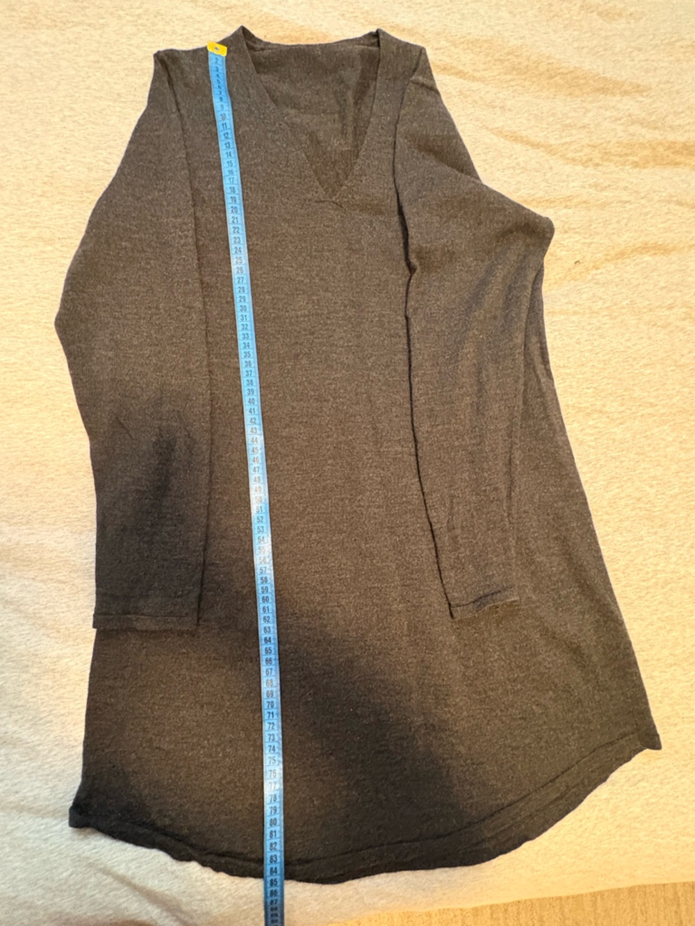 Eileen Fisher Merino Jersey Charcoal V-Neck Tunic Dress - S - Picture 8 of 9
